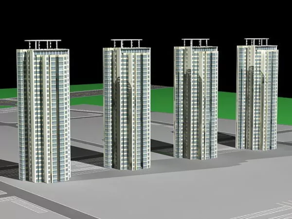 High-rise Condominium Buildings 3d model High-rise Condominium Buildings 3d model