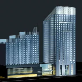 Hotel At Night 3d model