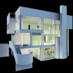 House At Night Time 3d model
