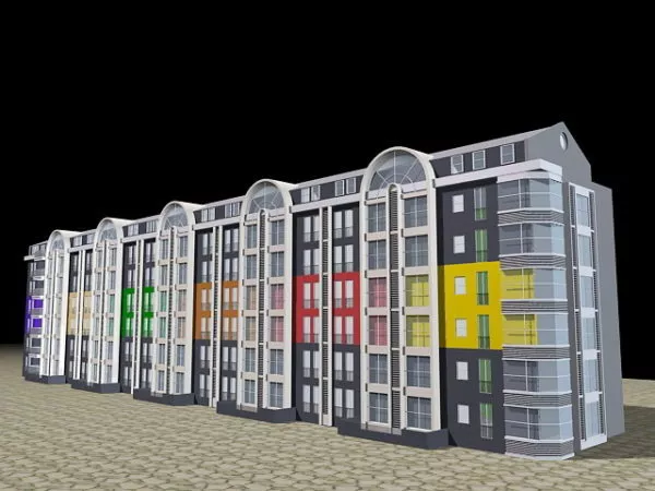 Glass Facade Condominium Complex 3d model