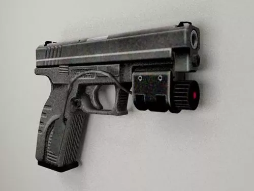 Pistol With Laser 3d model Pistol With Laser 3d model