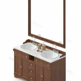 Double Sink Bathroom Vanity Cabinet 3d model