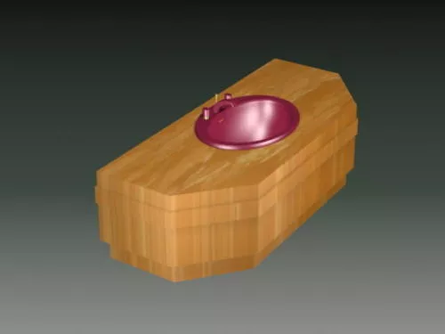 European Antique Washbasin With Mirror And Wall Lamp 3d model