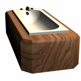 Built In Bathtub With Wood Panel 3d model