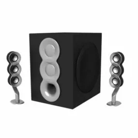 Desk Speakers With Subwoofer 3d model