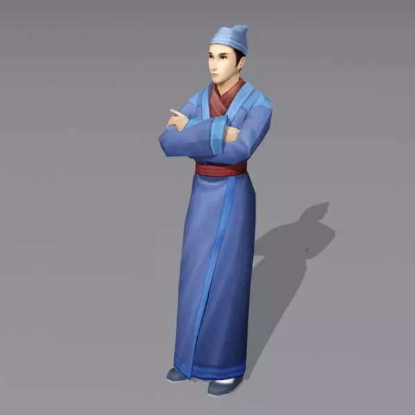 Ancient Chinese Male Waiter 3d model Ancient Chinese Male Waiter 3d model