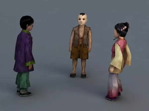Traditional Chinese Rural Children 3d model Traditional Chinese Rural Children 3d model