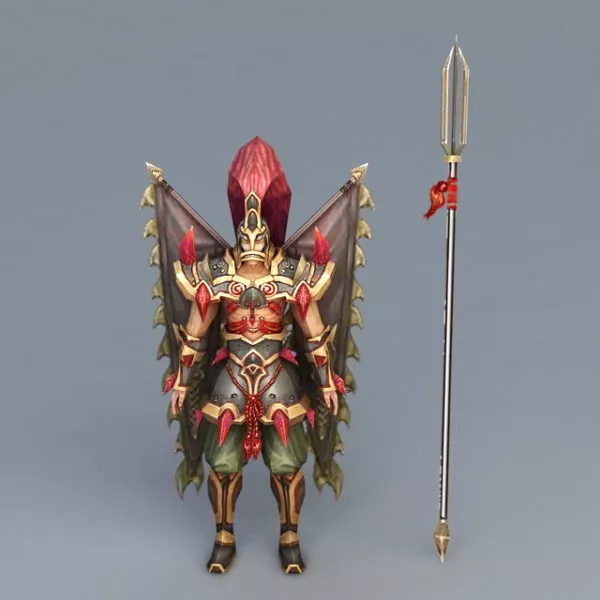 Winged Warrior With Spear 3d model Winged Warrior With Spear 3d model
