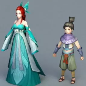 Chinese Mother And Son 3d model