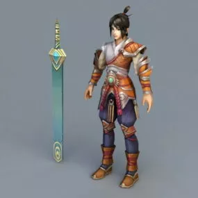 Awesome Anime Swordsman 3d model