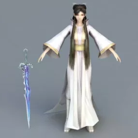 Woman With Sword 3d model