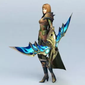 Female Medieval Archer Character 3d model