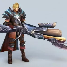 Male Warrior With Gun 3d model