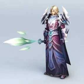 Young Male Wizard With Staff 3d model