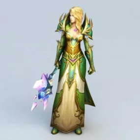 Female Paladin With War Hammer 3d model