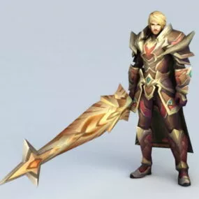 Anime Male Warrior With Sword 3d model