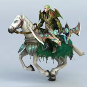 Male Elf Warrior Riding Horse 3d model