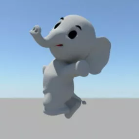 Cartoon Baby Elephant Rig 3d model