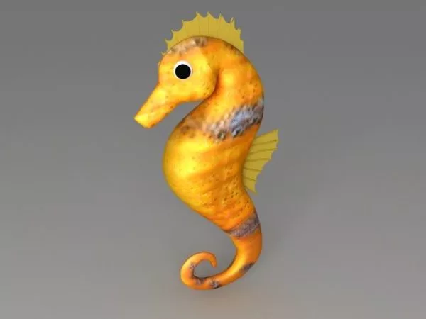 Yellow Underwater Seahorse Cartoon 3d model Yellow Underwater Seahorse Cartoon 3d model