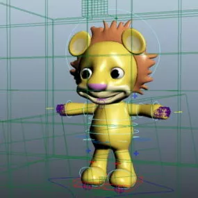 Cute Cartoon Lion Rig 3d model