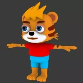 Cute Anthropomorphic Tiger Rig 3d model