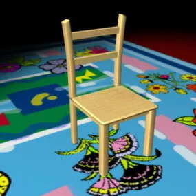 White Wood Dining Chair 3d model