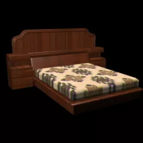 Bed With Built In Nightstands 3d model