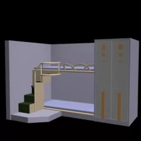 Bunk Bed With Stairs 3d model