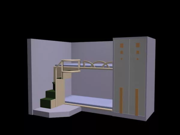 Bunk Bed With Stairs 3d model Bunk Bed With Stairs 3d model
