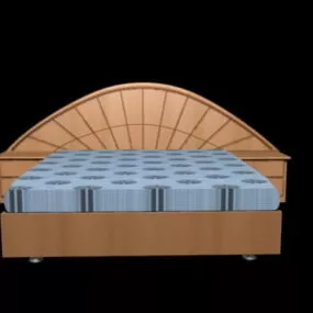 Modern Platform Bed With Nightstand 3d model