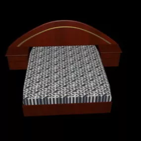 Red Wood Platform Bed 3d model