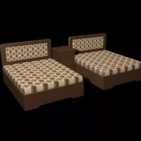 Hotel Twin Beds 3d model