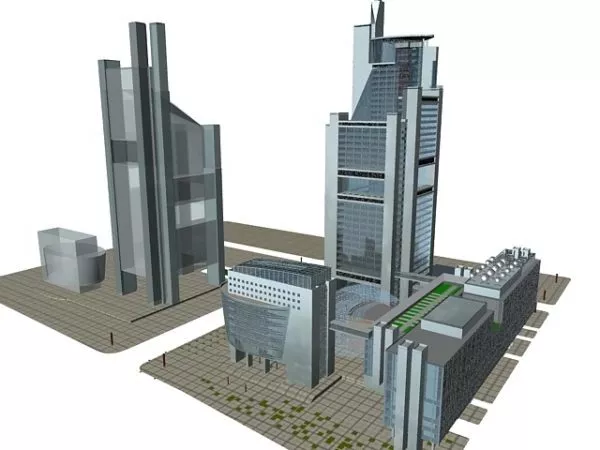Highrise Skyscraper Apartment Building 3d model