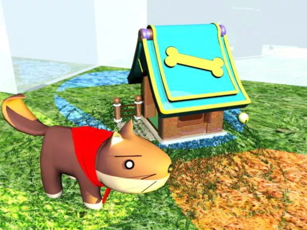 Cartoon Dog And Kennel 3d model Cartoon Dog And Kennel 3d model
