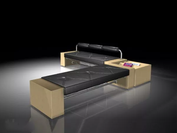 L Shaped Salon Waiting Bench 3d model L Shaped Salon Waiting Bench 3d model