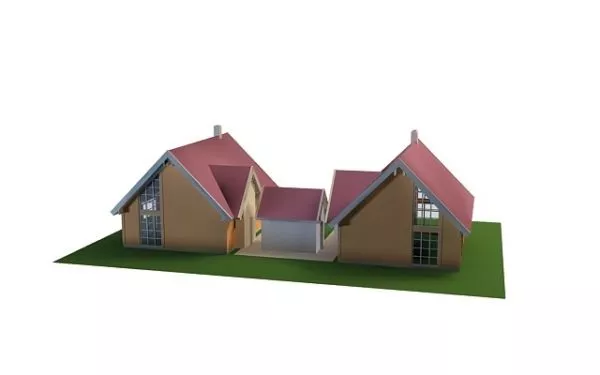Simple Villa Building With Tree 3d model