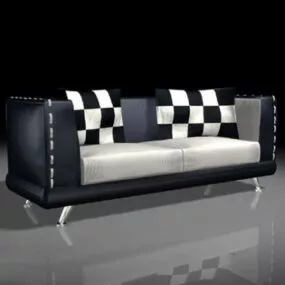Modern Black Leather Loveseat 3d model