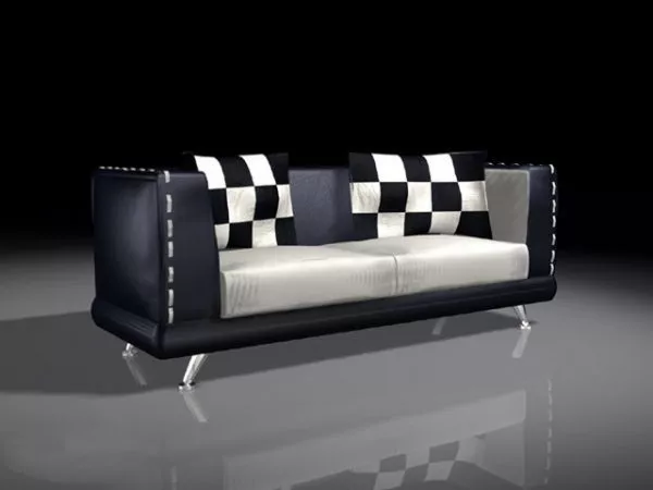 Modern Black Leather Loveseat 3d model Modern Black Leather Loveseat 3d model