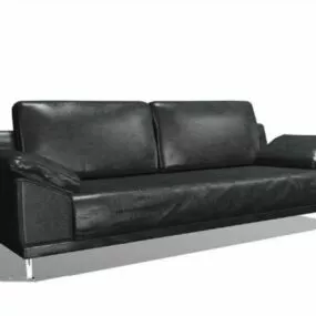 Black Leather Loveseat 3d model