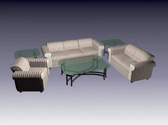 6 Piece Living Room Set 3d model 6 Piece Living Room Set 3d model