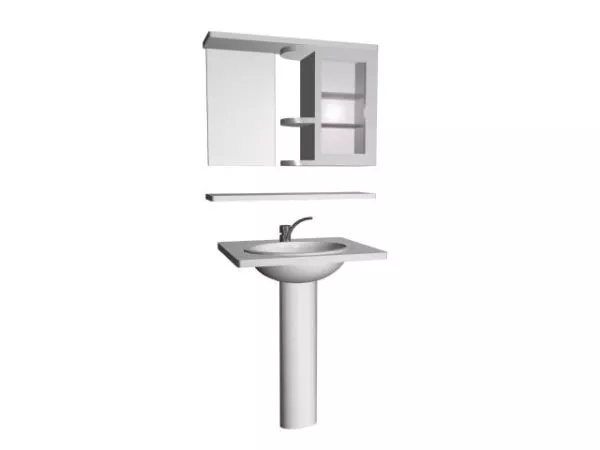 Washbasin With Ceramic Material And Brass Tap 3d model
