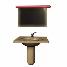 Simple Bathroom Vanity With Mirror 3d model