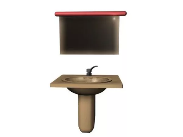 Simple Bathroom Vanity With Mirror 3d model Simple Bathroom Vanity With Mirror 3d model