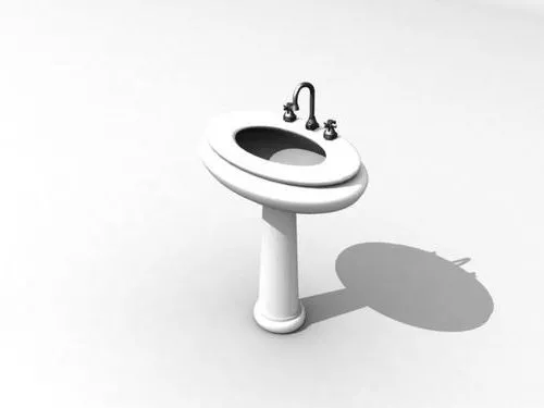 Wash Basin With Pedestal 3d model Wash Basin With Pedestal 3d model