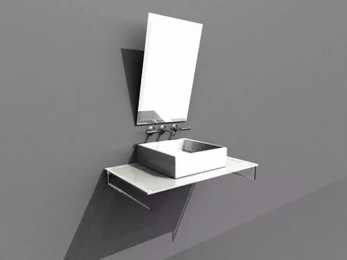 Wall Mount Basin Sink And Mirror 3d model Wall Mount Basin Sink And Mirror 3d model