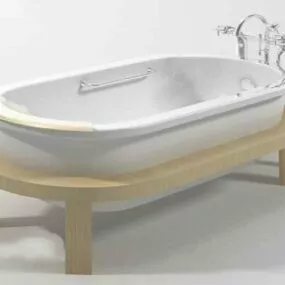 Wood Pedestal Bathtub 3d model
