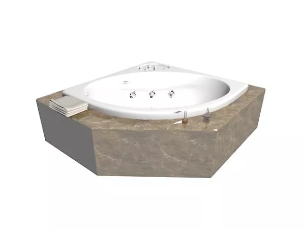 Corner Drop-in Bathtub 3d model Corner Drop-in Bathtub 3d model