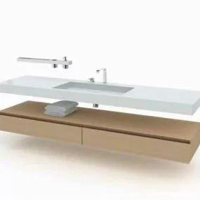 Long Vanity With One Sink 3d model