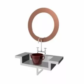 Simple Bath Vanity With Mirror 3d model