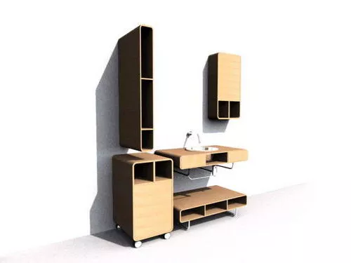 Bathroom Vanity With Shelf And Side Cabinet 3d model Bathroom Vanity With Shelf And Side Cabinet 3d model